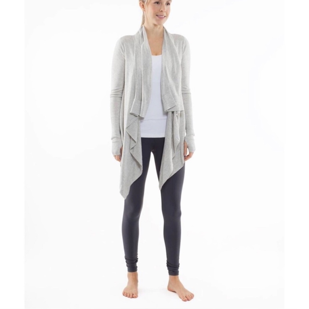 LULULEMON express yourself waterfall cardigan, light grey, size 2 cashmere
